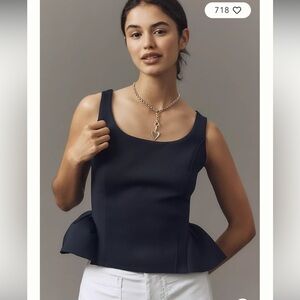 Maeve Anthropologie Navy Peplum Tank Top Small NWT